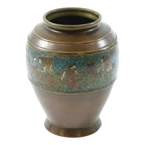 19th Century Antique Chinese Bronze Expert Cloisonne With Egyptian Design