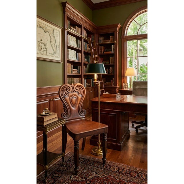 Wood Antique Neoclassical Style Carved Hall Chair With Shield Motif For Sale - Image 7 of 10