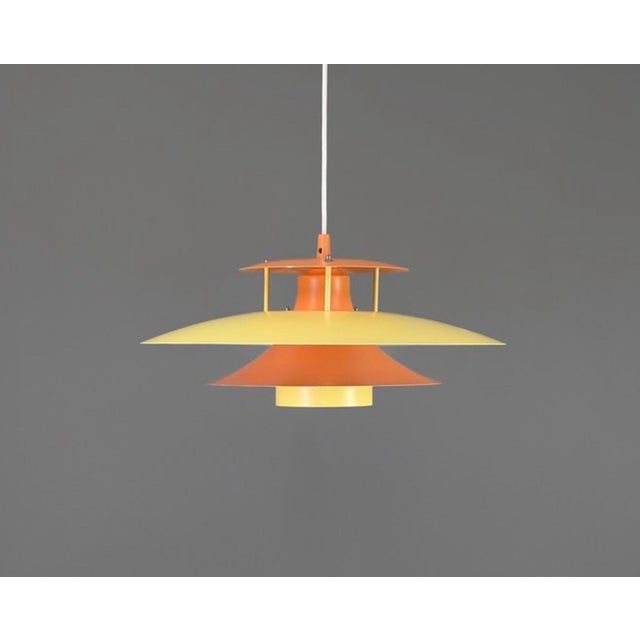 Mid-Century Modern Danish Pendant Lamp in Yellow & Orange Metal, 1970s For Sale - Image 10 of 10