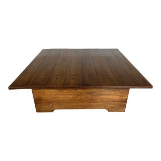 Rustic Plank Top Large Square Coffee Table For Sale
