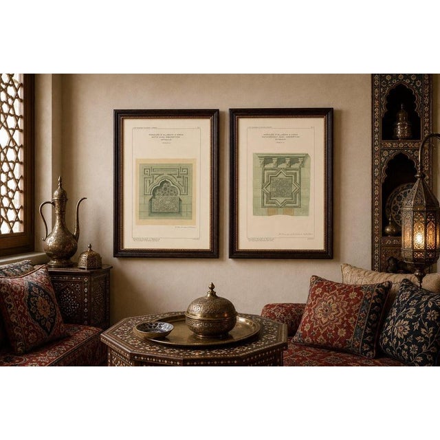 Alexandre M. Raymond, Islamic Architectural Ornament Prints, Konya Mosque Inscriptions, 1924, Chromolithographs, Set of 2 For Sale - Image 6 of 9