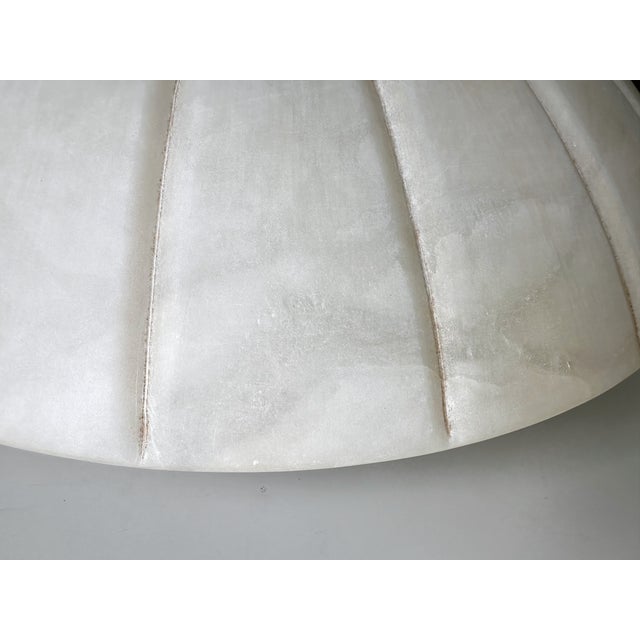 Directoire-Style French Pleated Alabaster Bowl Flush Mount Ceiling Light For Sale - Image 14 of 17