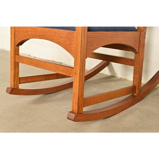 Stickley Harvey Ellis Collection Mission Inlaid Oak Arts & Crafts Rocking Chair For Sale - Image 10 of 14