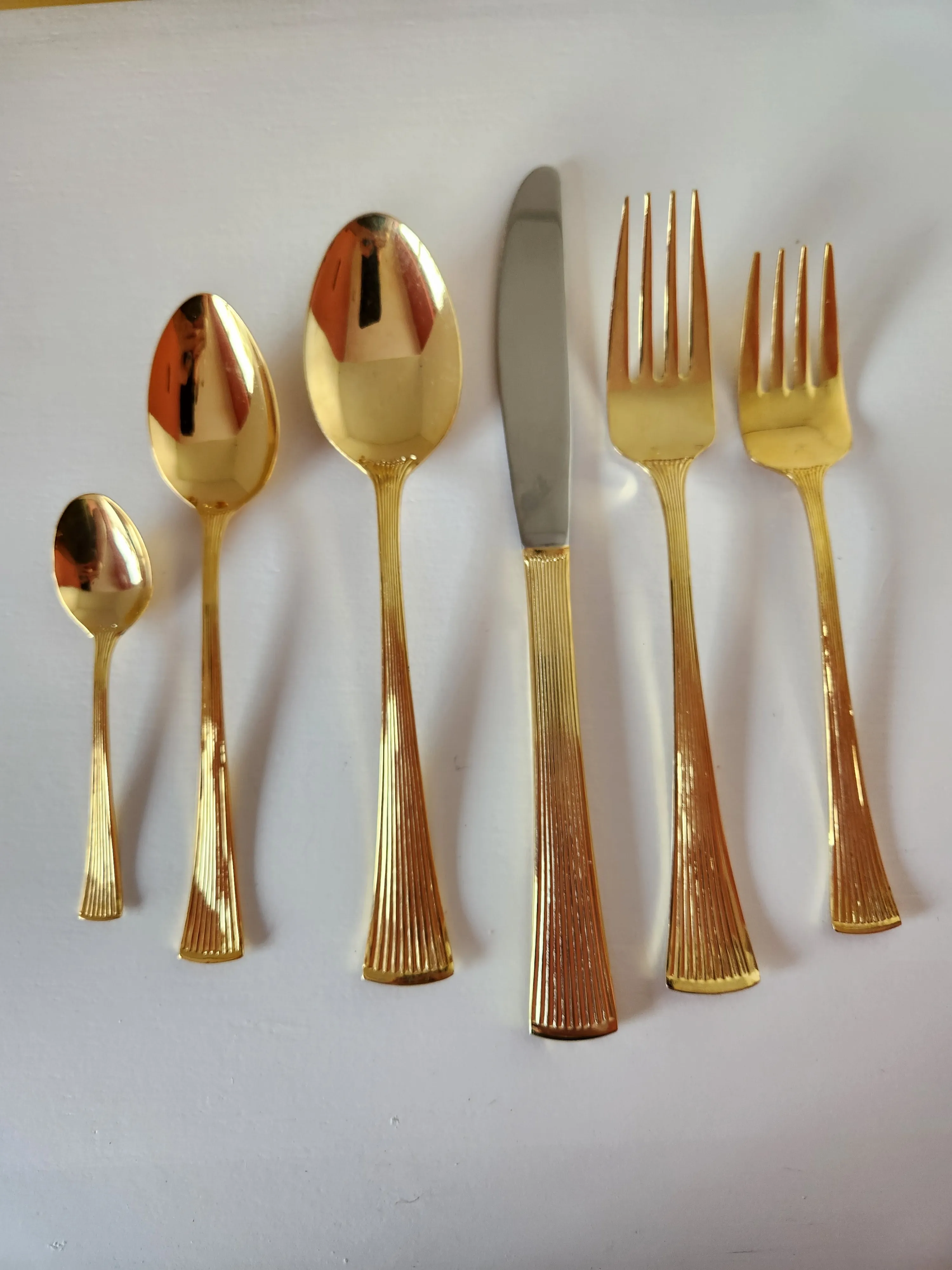 1960s Golden Barclay Geneve Flatware Set With Caddy- 105 Pieces