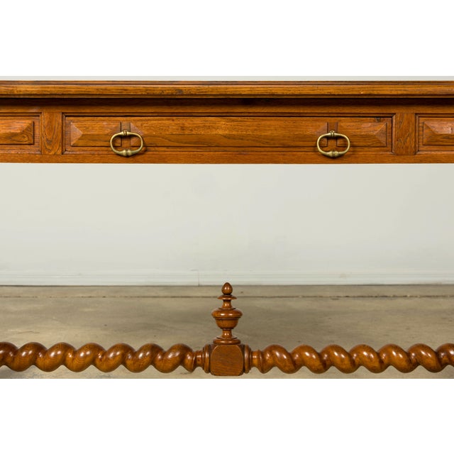 Late 19th Century French Louis XIII Oak Writing Desk With Barley Twist Legs For Sale - Image 4 of 18
