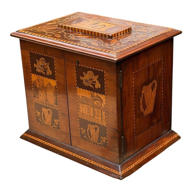 Antique Irish Castle Ruins Killarney Killarneyware Arbutus Wood Jewellery Casket For Sale - Image 17 of 17