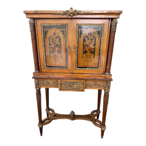 A Late 18th Century Dutch Mahogany and Floral Marquetry Cabinet on Stand,
