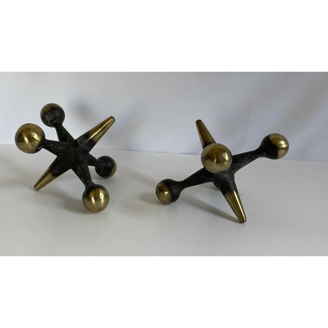 Iconic Pair of Bill Curry J1 Jacks Bookends/paperweights or Sculpture. Antique Brass finish, dark textured center and...