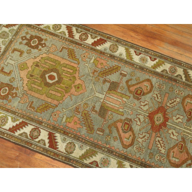 Gray Antique Zabihi Collection Kurd Bidjar Long Gray Runner - 3'6" x 15'10" For Sale - Image 8 of 8