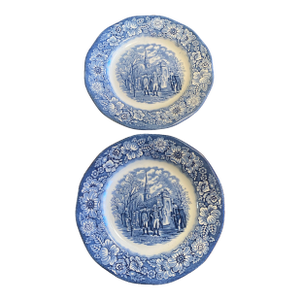 1980s Liberty Blue 7” Salad Plates Staffordshire - 2pc