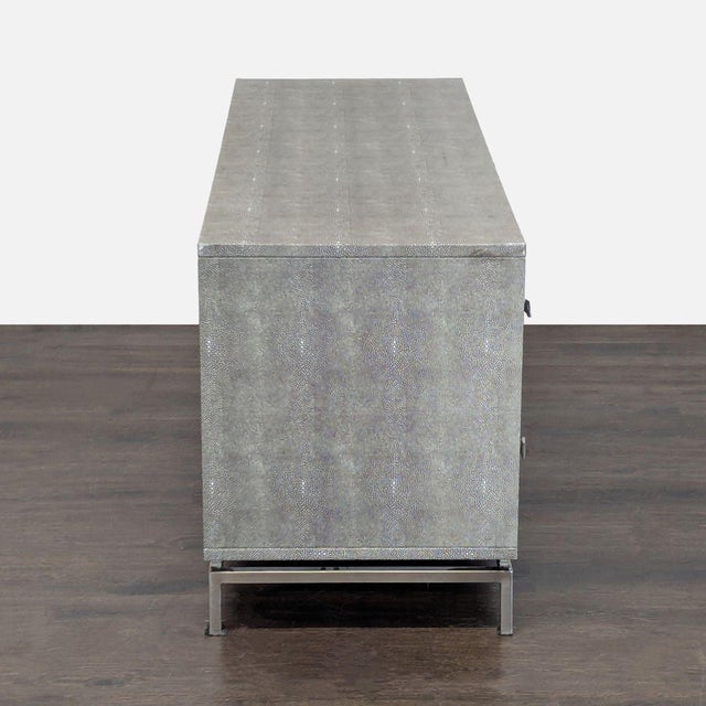 2010s Cb2 Shagreen Modern Grey 4-Drawer Dresser With Metal Base For Sale - Image 5 of 11