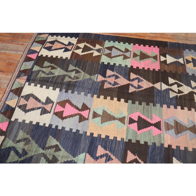 Tribal Turkish Kilim , 6'2'' X 10'2'' For Sale - Image 9 of 10