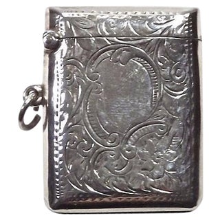 Antique 19th C. English Sterling Silver Match Safe For Sale