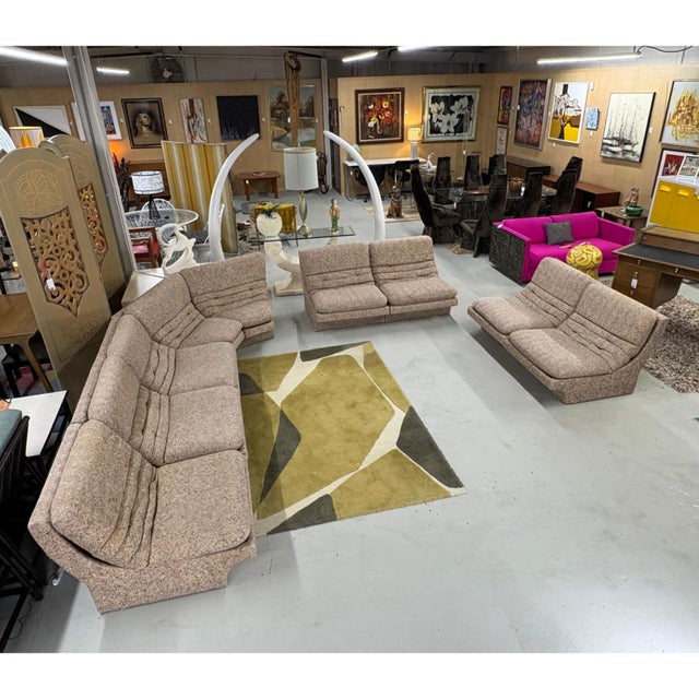 Mid-Century Modern Vladimir Kagan Style 9-Piece Curved Modular Sofa Sectional For Sale - Image 3 of 18