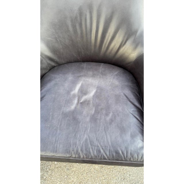 2010s Henredon Leather Swivel Chair For Sale - Image 10 of 12