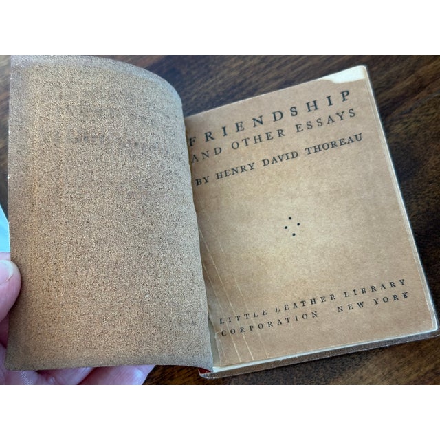 Ruby Red Antique Miniature Book Henry Thoreau Friendship and Other Essays For Sale - Image 8 of 11