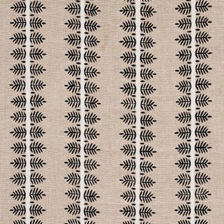 Schumacher Alva Hand Block Print Fabric in Black For Sale