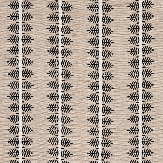 Schumacher Alva Hand Block Print Fabric in Black For Sale