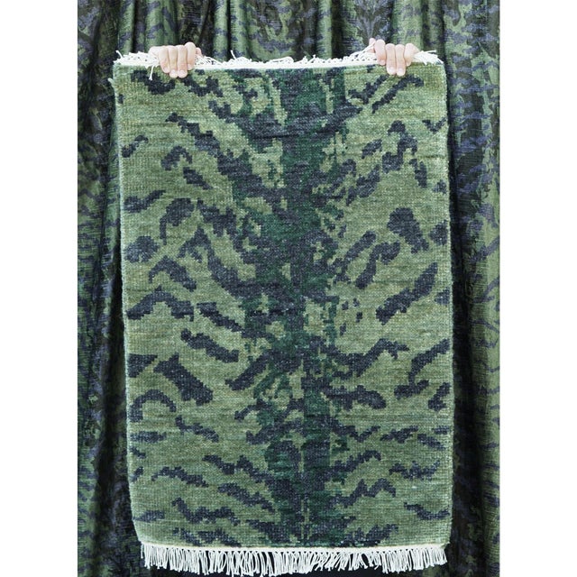Not Yet Made - Made To Order Hand-Knotted Striped Tiger Pattern Bengal Rug in Deep Green - 9 X 12 For Sale - Image 5 of 7