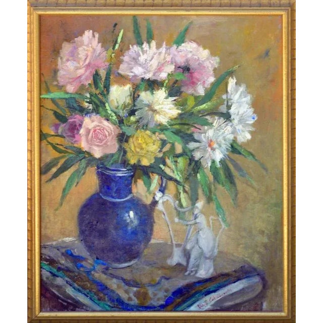 Mid 20th Century Roses Still Life Oil Painting by Virgi Cokelberghs, Framed For Sale