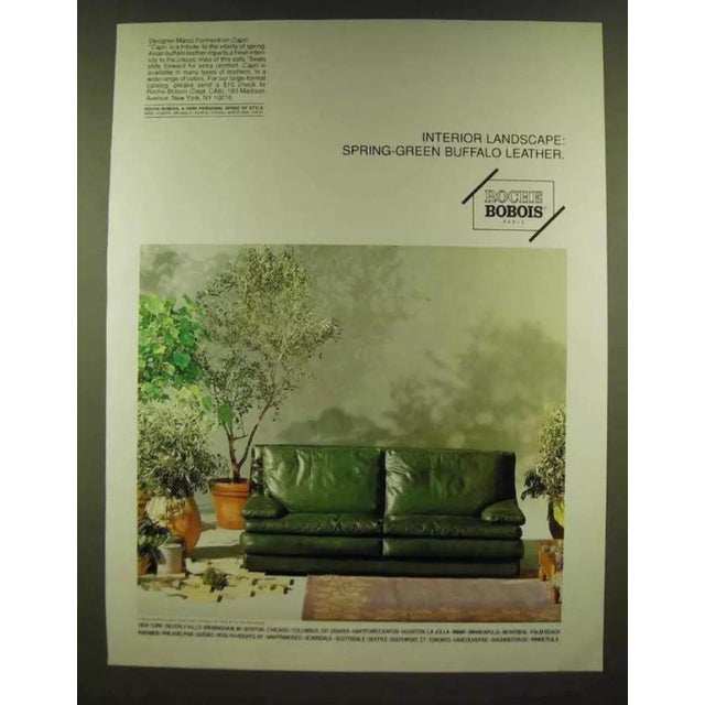 Postmodern Patinated Green Buffalo Leather Sofa by Roche Bobois For Sale In West Palm - Image 6 of 10