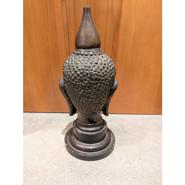 Bronze Antique Burmese Shan Bronze Buddha Head (Late 19th Century) For Sale - Image 8 of 9