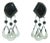 Taxco Mexico Sterling Silver & Black Glass Dangle Earrings, 1960’s, A Pair For Sale