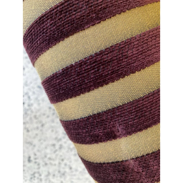 Vintage Burgundy and Gold Striped Club Chair in Corduroy Fabric by Norwalk Furniture For Sale - Image 11 of 11