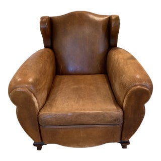 Leather Club Chair. For Sale