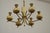 Six-light Murano glass chandelier with elegant gold inclusions, featuring finely crafted spherical diffusers and a...