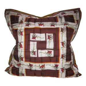 Vintage Quilted Hermes-Style Silk Scarf Throw Pillow Cover