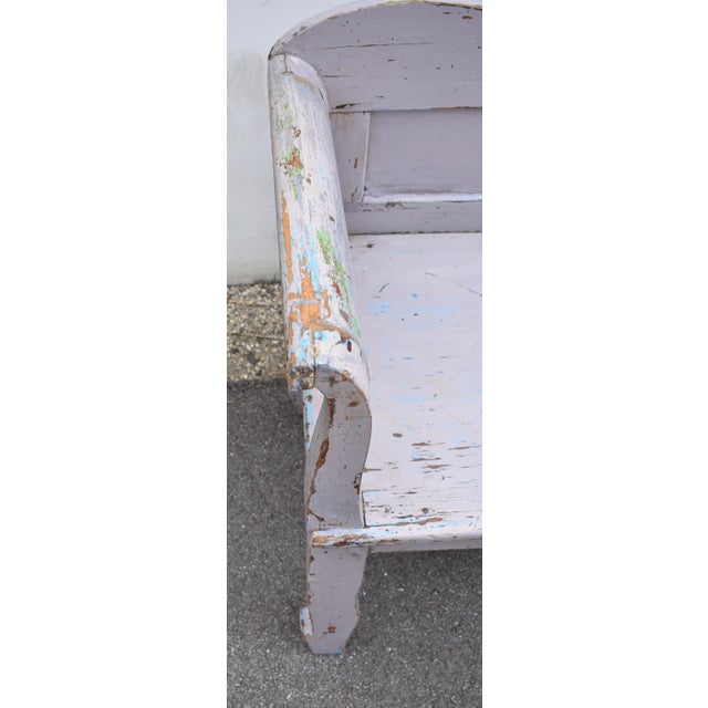 Painted Pine Camel-Back Bench or Settle For Sale - Image 11 of 12
