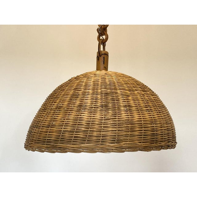 Bamboo & Wicker Chandeliers, 1970s, Set of 7 For Sale - Image 6 of 16