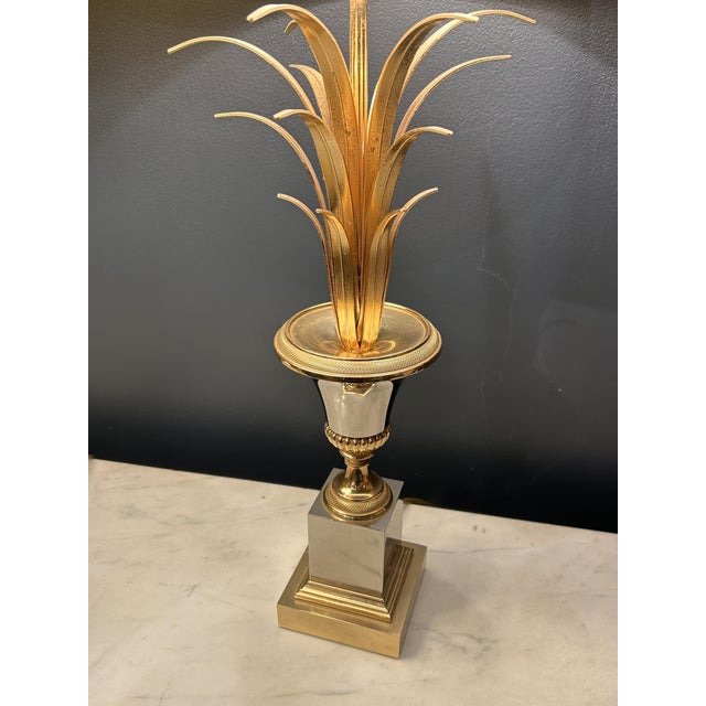 1970s Palm Tree Lamps in Gilt Brass and Chromed Metal in the style of Maison Charles, France, 1970s, Set of 2 For Sale - Image 5 of 10