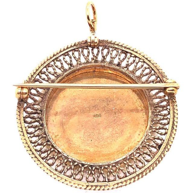 Gold 14 Karat Contemporary Brooch and Pendant With Pearls For Sale - Image 8 of 8