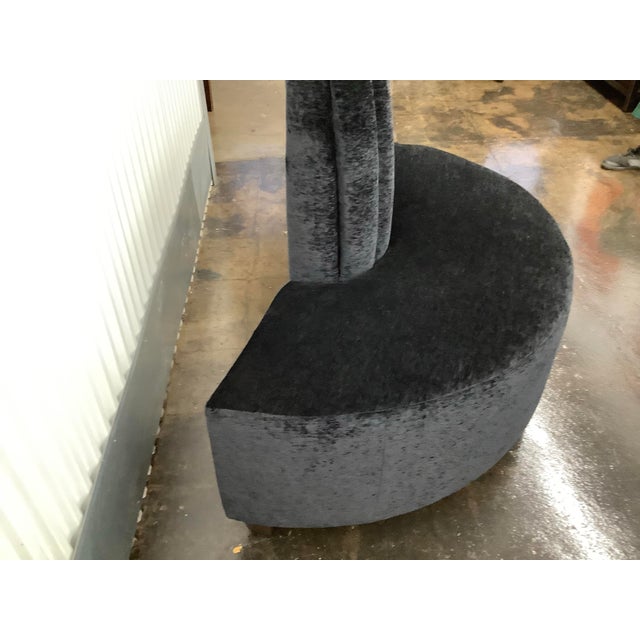 Modern Upholstered Curved Sofa With Cylindrical Backrest, Modern, Black Semi-Circular For Sale - Image 4 of 8