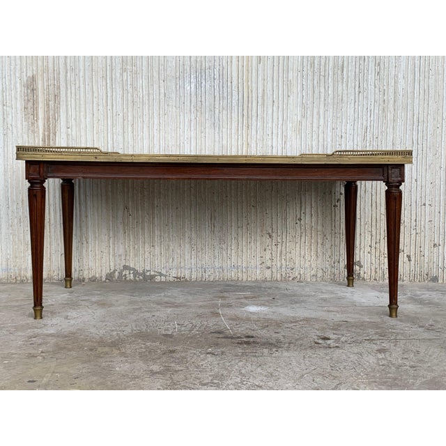 Metal 19th Rectangular Bouillotte Louis XVI Style Table Guéridon with Fluted Legs For Sale - Image 7 of 18
