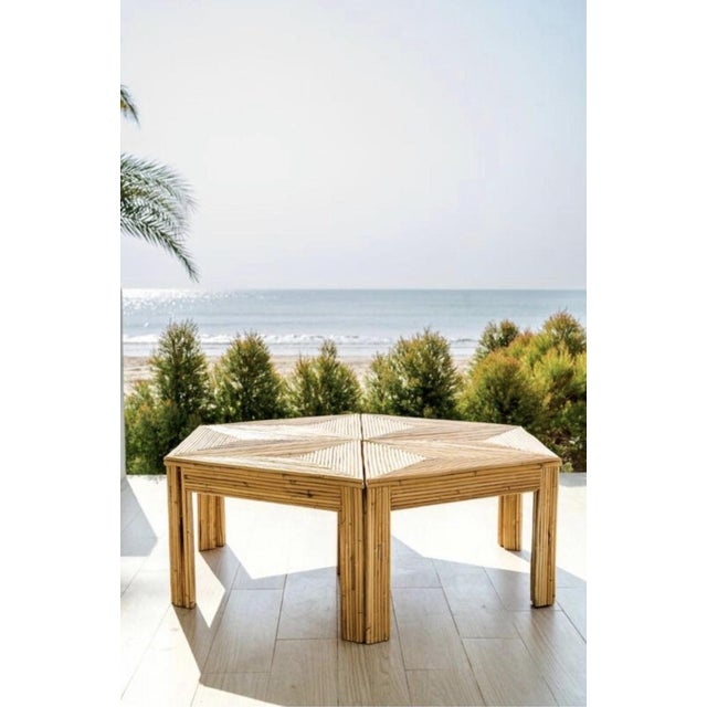 Mid-Century Modern Vintage Rattan Modular Coffee Tables, Set of 6 For Sale - Image 3 of 11