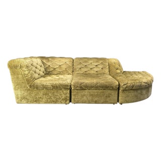 Vintage Velvet Modular Sofa from Laauser, 1970s, Set of 3 For Sale