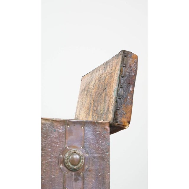 Antique Copper Fireplace Sofa/Club Fender with Leather Seats & Storage Space For Sale - Image 13 of 18