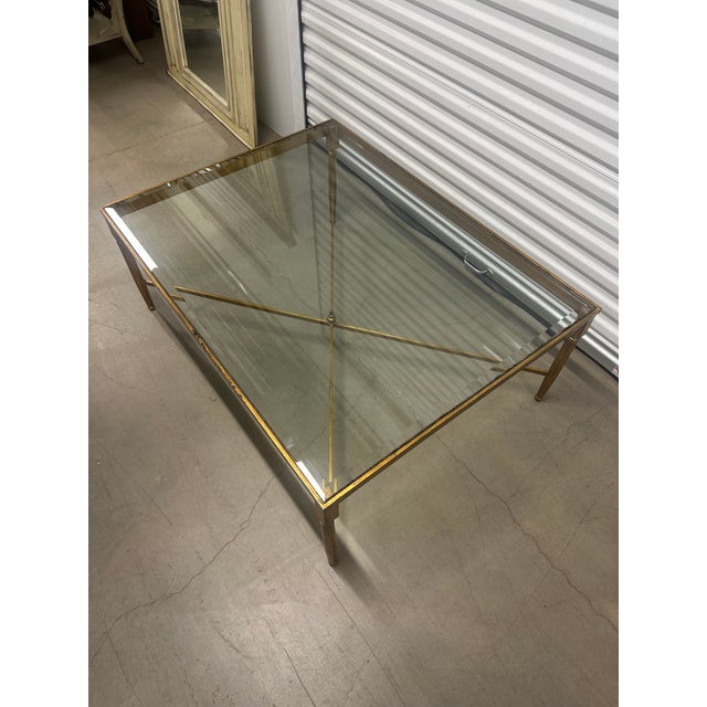1990s Vintage Gold Metal Coffee Table For Sale - Image 4 of 9