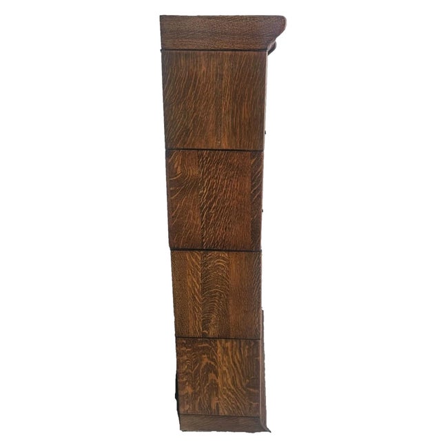 Antique Quarter Sawn Oak Barrister Bookcase 4 Stack Mission Lawyer Bookcase C1900 For Sale - Image 9 of 18