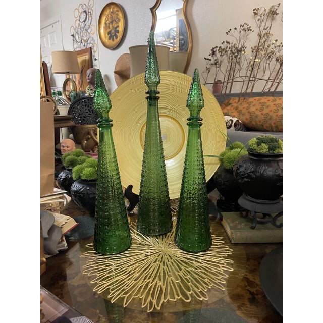 Green 1960s Empoli “Aztec” Italian Mid Century Art Glass - For Sale - Image 8 of 12