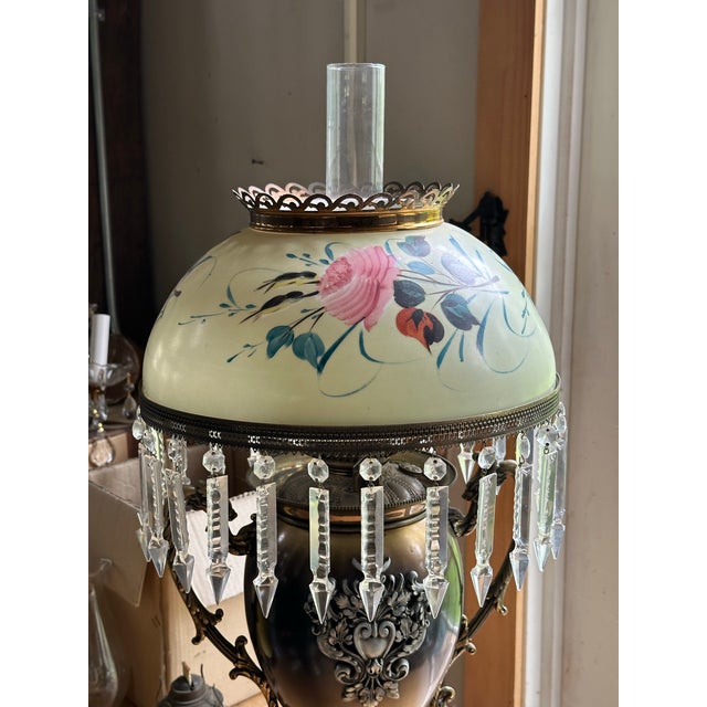 Bradley Hubbard Vintage Large Bradley & Hubbard Kerosene Lamp Electrified For Sale - Image 4 of 12