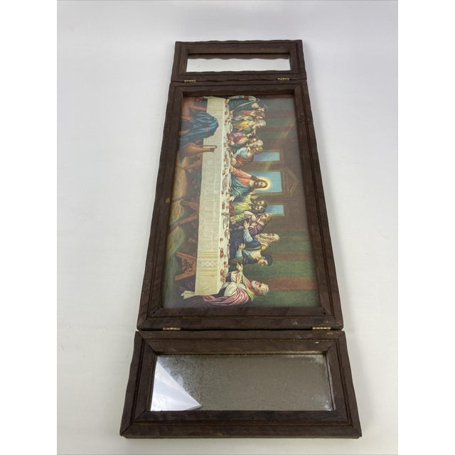 VTG Brunozetti Last Supper Trifold Wood Mirror Frame Art Religious Picture For Sale In Buffalo - Image 6 of 12