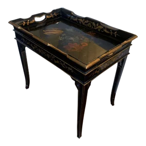 Late 20th Century Vintage Lacquered Chinoiserie Tray Table
