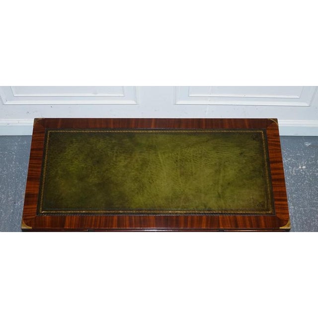 Fine Military Campaign Twin Pedestal Desk with Green Leather Top For Sale - Image 13 of 18