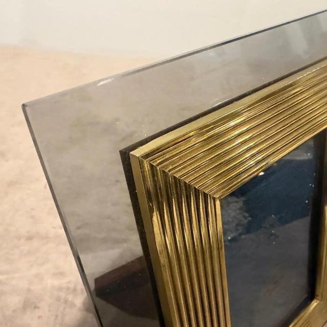 1970s 1960s Mid-Century Modern Brass and Smoked Glass Luxury Italian Picture Frame For Sale - Image 5 of 14