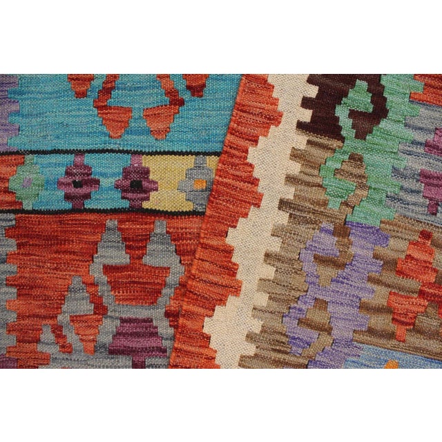 Kilim Blue Rust Wool Rug - 8'5" X 11'5" For Sale - Image 4 of 7