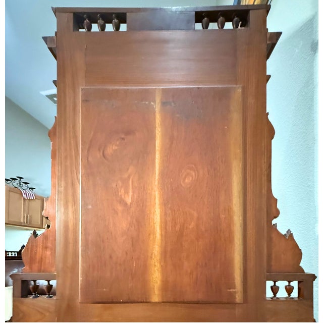 Wood *Large Antique Victorian Mirror**Carved Solid Walnut W/Beveled Mirror**Great Condition**OBO** For Sale - Image 7 of 8